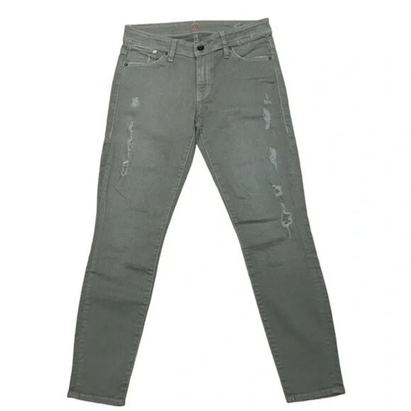 Sinclair Distressed Denim The Ankle Skinny in Olive - Picture 2 of 8